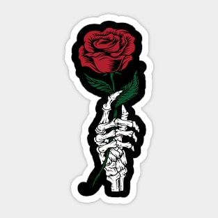 Beautiful Rose in Skeleton Hand - Bone Sticker